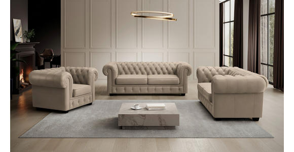 CHESTERFIELD-SESSEL - Wengefarben/Beige, LIFESTYLE, Holz/Textil (115/76,5/96cm) - Landscape