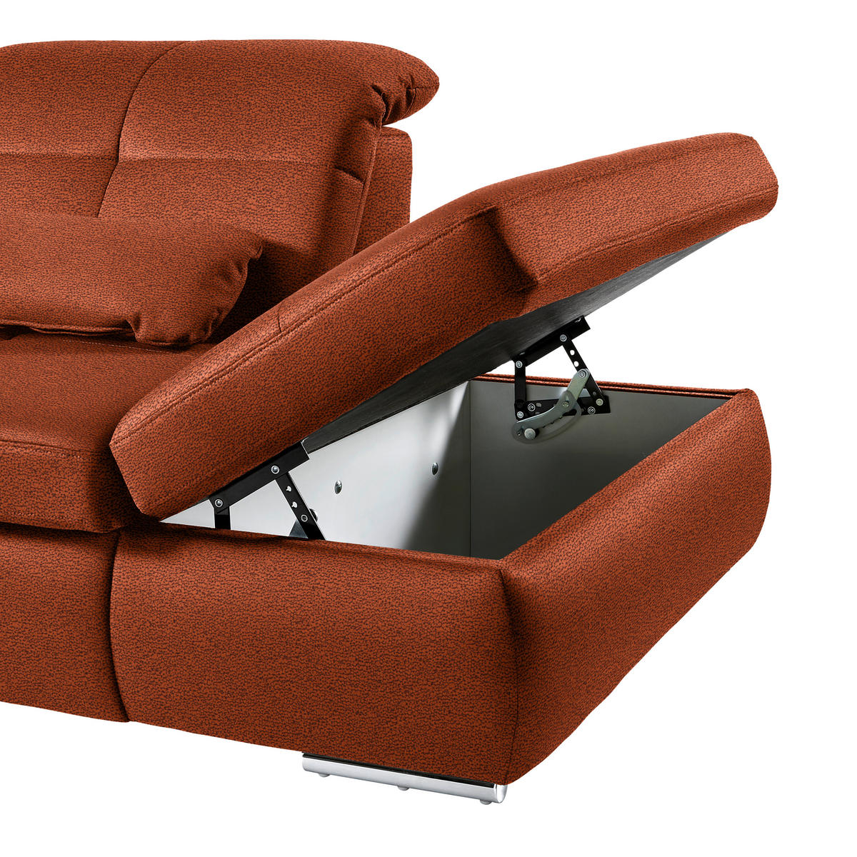 WOHNLANDSCHAFT Mikrofaser Terracotta  - Chromfarben/Terracotta, Design, Textil (195/371/260cm) - Beldomo Style