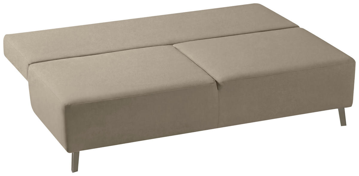 SCHLAFSOFA  in Flachgewebe Cappuccino  - Chromfarben/Cappuccino, MODERN, Textil/Metall (197/92/88cm) - Novel