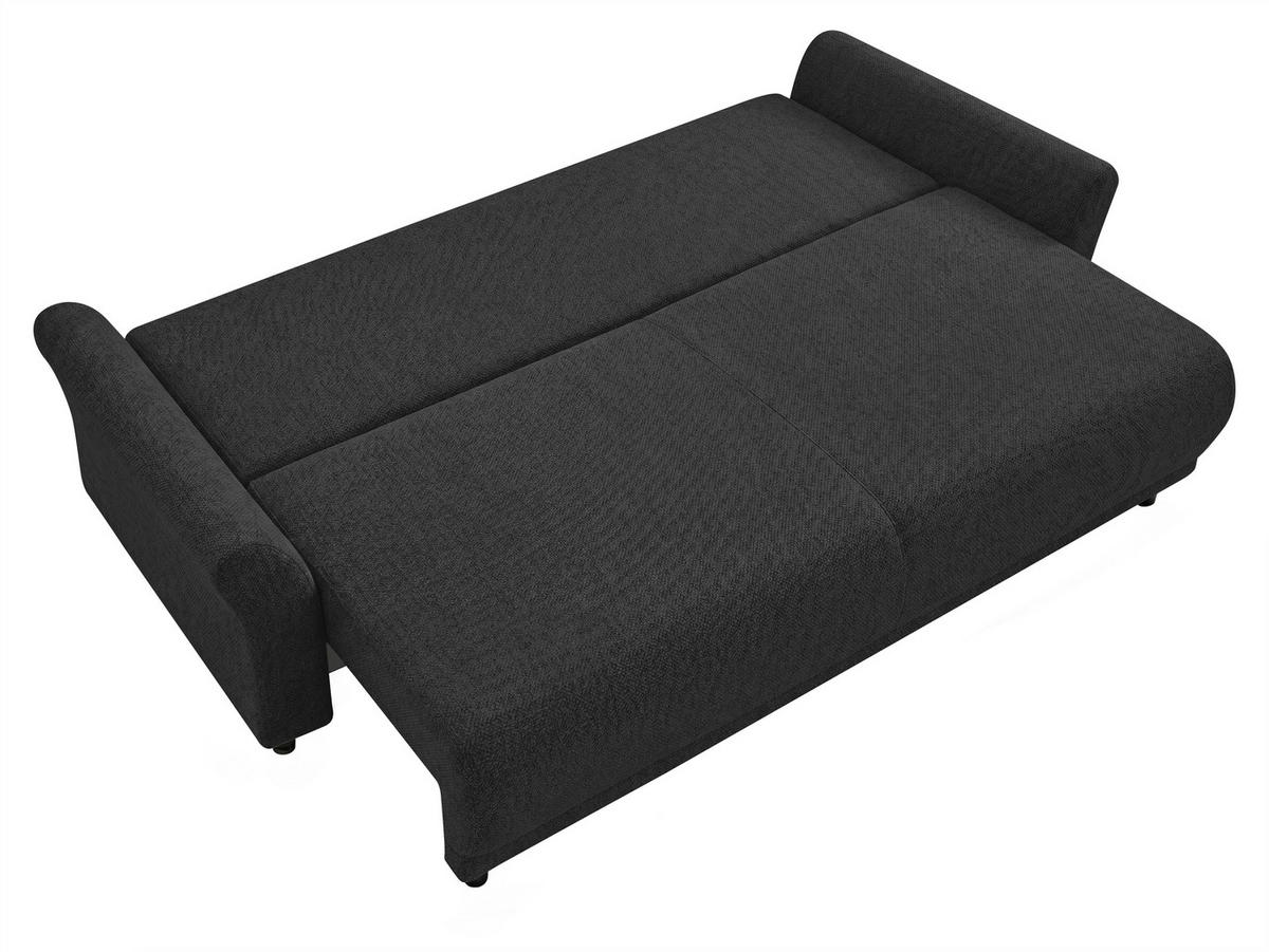 SCHLAFSOFA Flachgewebe, Struktur Schwarz  inkl. Zierkissen, Rückenkissen, Bettkasten, Schlaffunktion, Rücken echt  - Schwarz, Design, Textil (244/88/100cm) - P & B