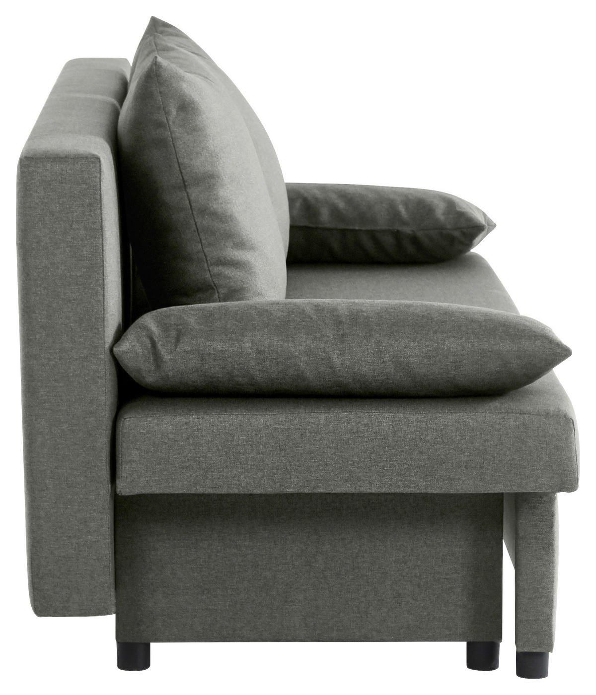 SCHLAFSOFA NEO Webstoff Grau  inkl. Rückenkissen, Armlehnenkissen, Bettkasten  - Schwarz/Grau, Basics, Kunststoff/Textil (192/82/82cm) - P & B