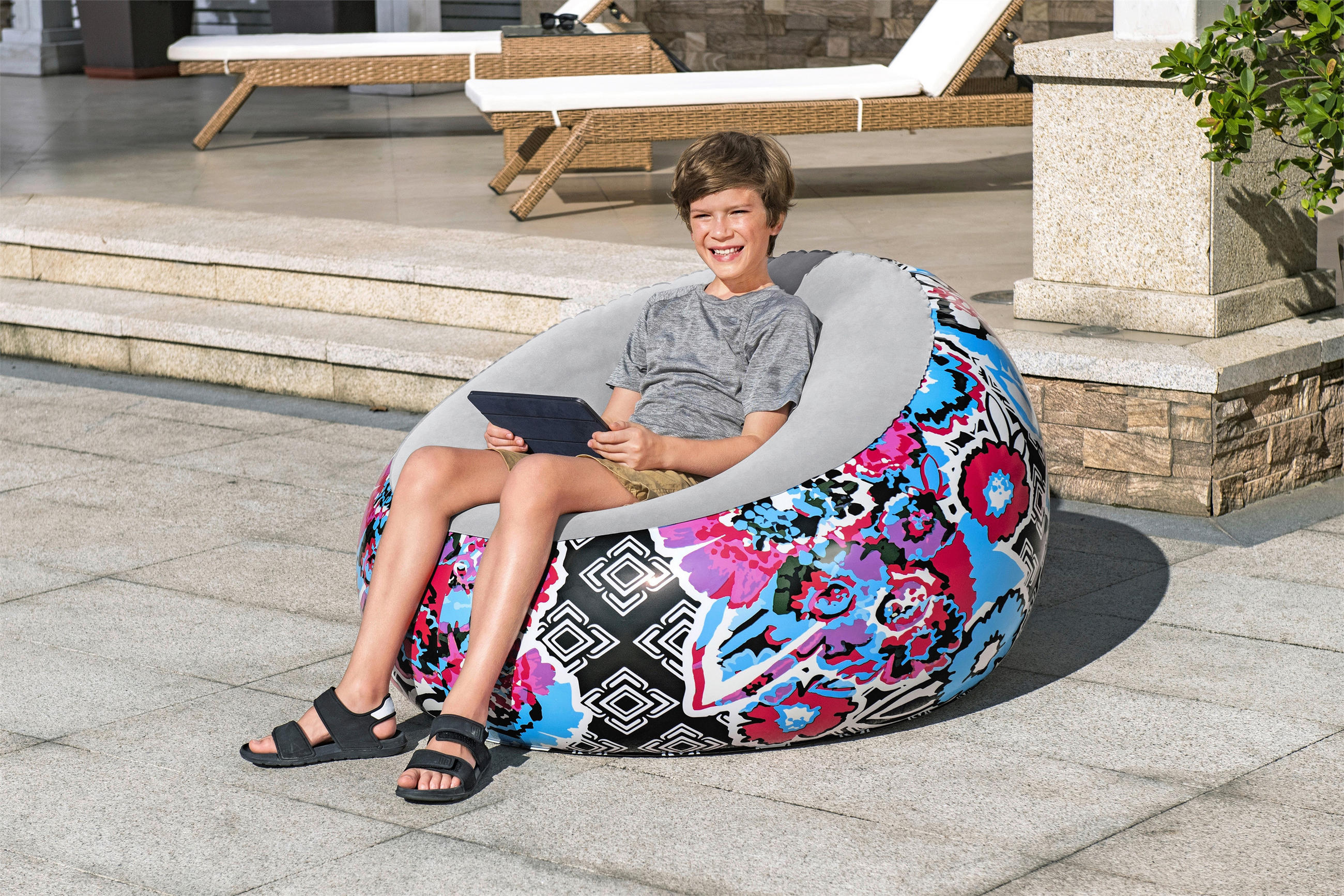 LUFTSESSEL 75111 - Multicolor, KONVENTIONELL, Kunststoff (112/112/66cm) - Bestway