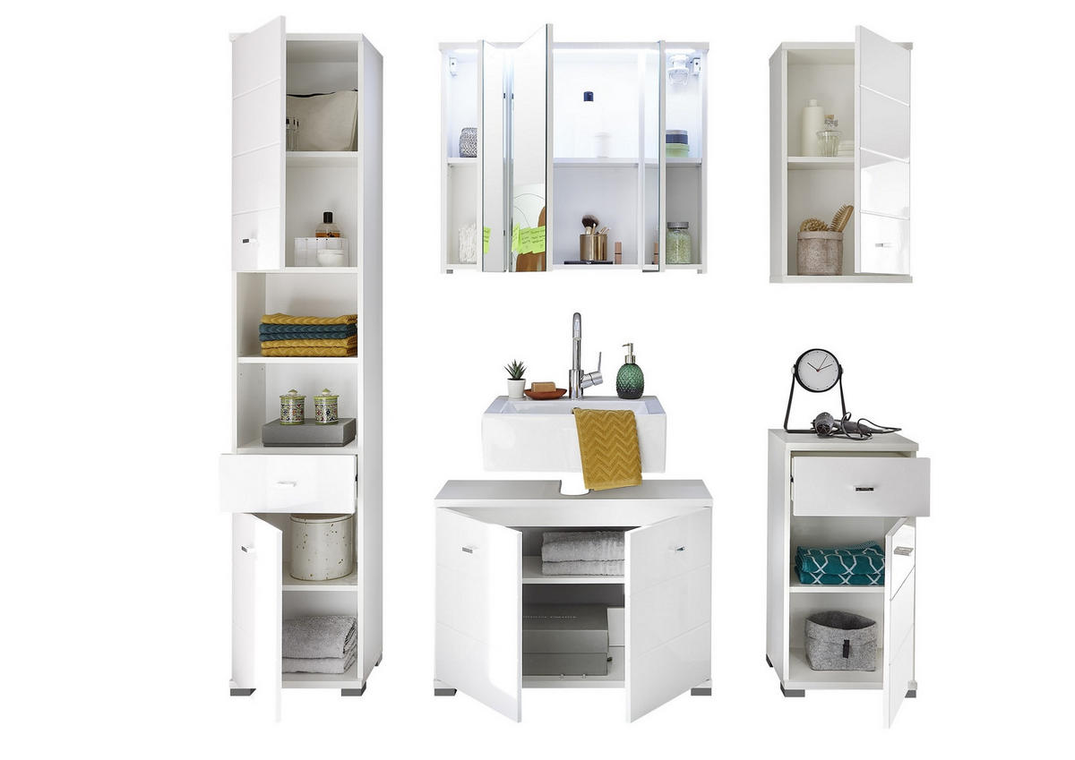 SPIEGELSCHRANK 80/69/20 cm  - Weiß, Basics, Glas/Holzwerkstoff (80/69/20cm) - Livetastic