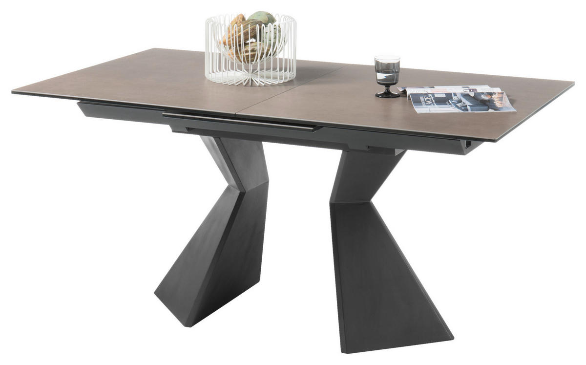 ESSTISCH in Glas, Holzwerkstoff 160-210/90/76 cm  - Taupe/Schwarz, Design, Glas/Holzwerkstoff (160-210/90/76cm) - Livetastic
