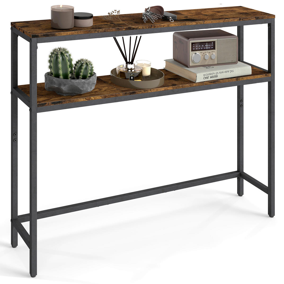 KONSOLENTISCH Schwarz, Dunkelbraun  - Dunkelbraun/Schwarz, Trend, Holzwerkstoff/Metall (100/20/80cm) - Boxxx
