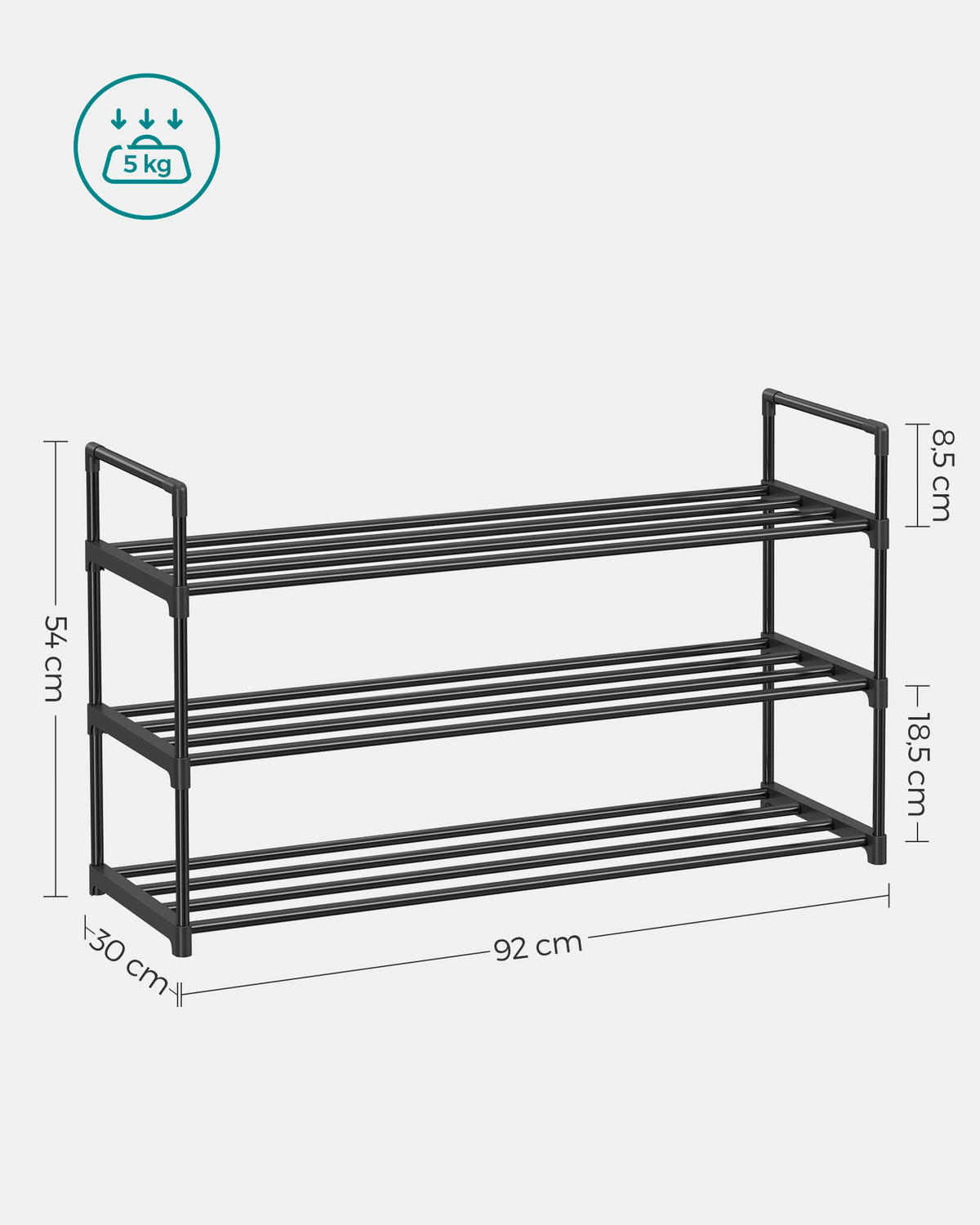 REGÁL NA BOTY, černá, 92/54/30 cm - černá, Trend, kov/plast (92/54/30cm) - Boxxx