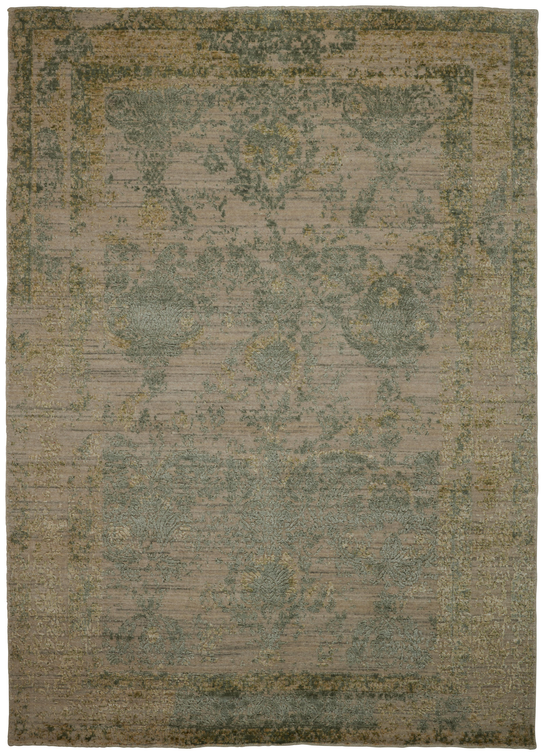 ORIENTTEPPICH  Wohnzimmer 140/70 cm Mantra Grün, Beige rechteckig  - Beige/Grün, Design, Textil (140/70cm) - Cazaris