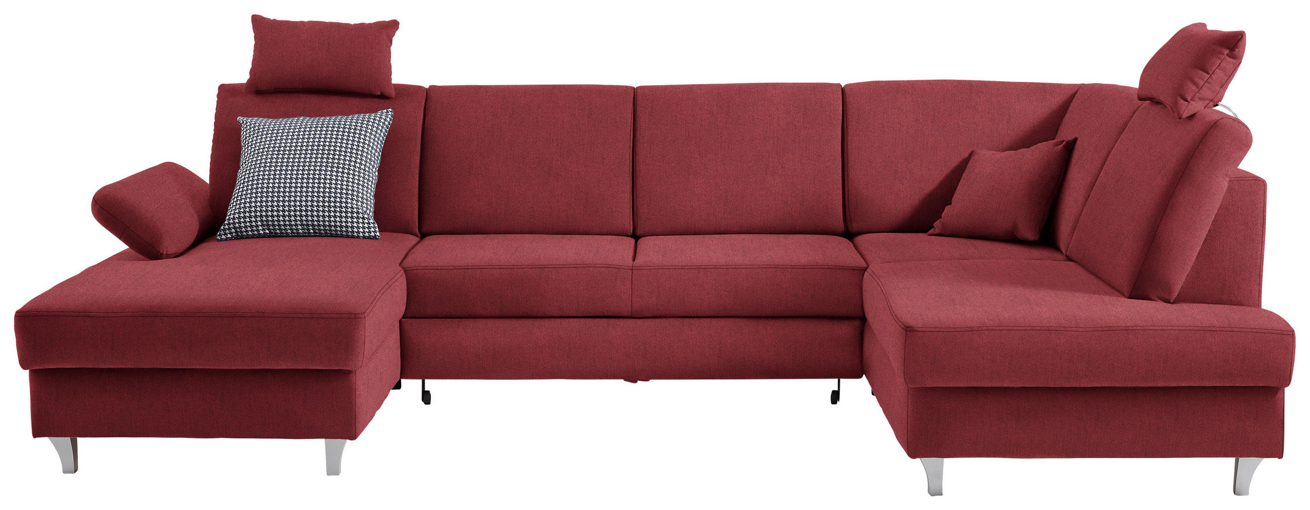 WOHNLANDSCHAFT in Struktur Rot  - Silberfarben/Rot, Konventionell, Holz/Textil (167/322/186cm) - Cantus