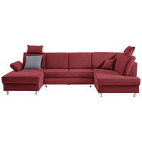 WOHNLANDSCHAFT in Struktur Rot  - Silberfarben/Rot, Konventionell, Holz/Textil (167/322/186cm) - Cantus