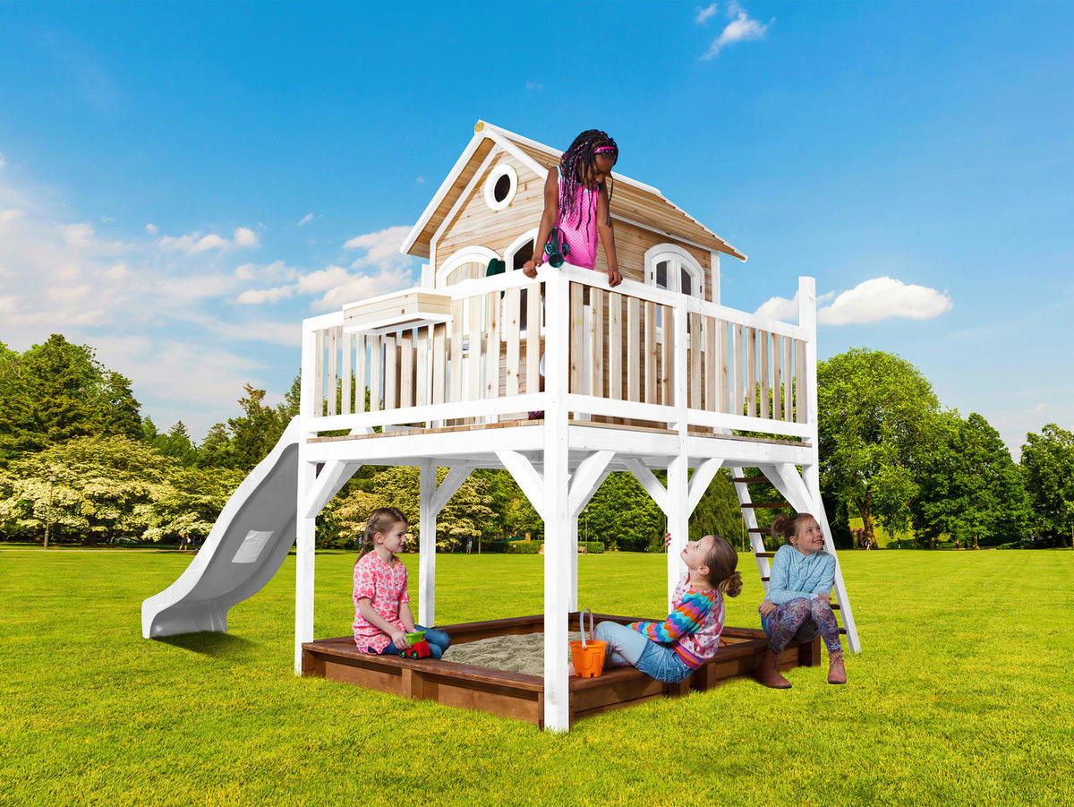 SPIELTURM 377/291/255 cm  - Braun/Weiß, KONVENTIONELL, Holz (377/291/255cm) - Ambia Garden