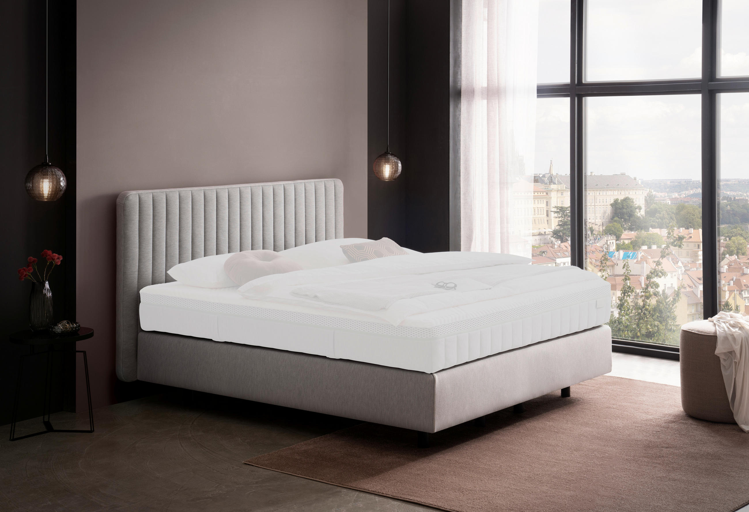 BOXSPRINGBETTUNTERBAU 200/200 cm  in Hellgrau  - Anthrazit/Hellgrau, Basics, Holz/Holzwerkstoff (200/200cm) - Irisette
