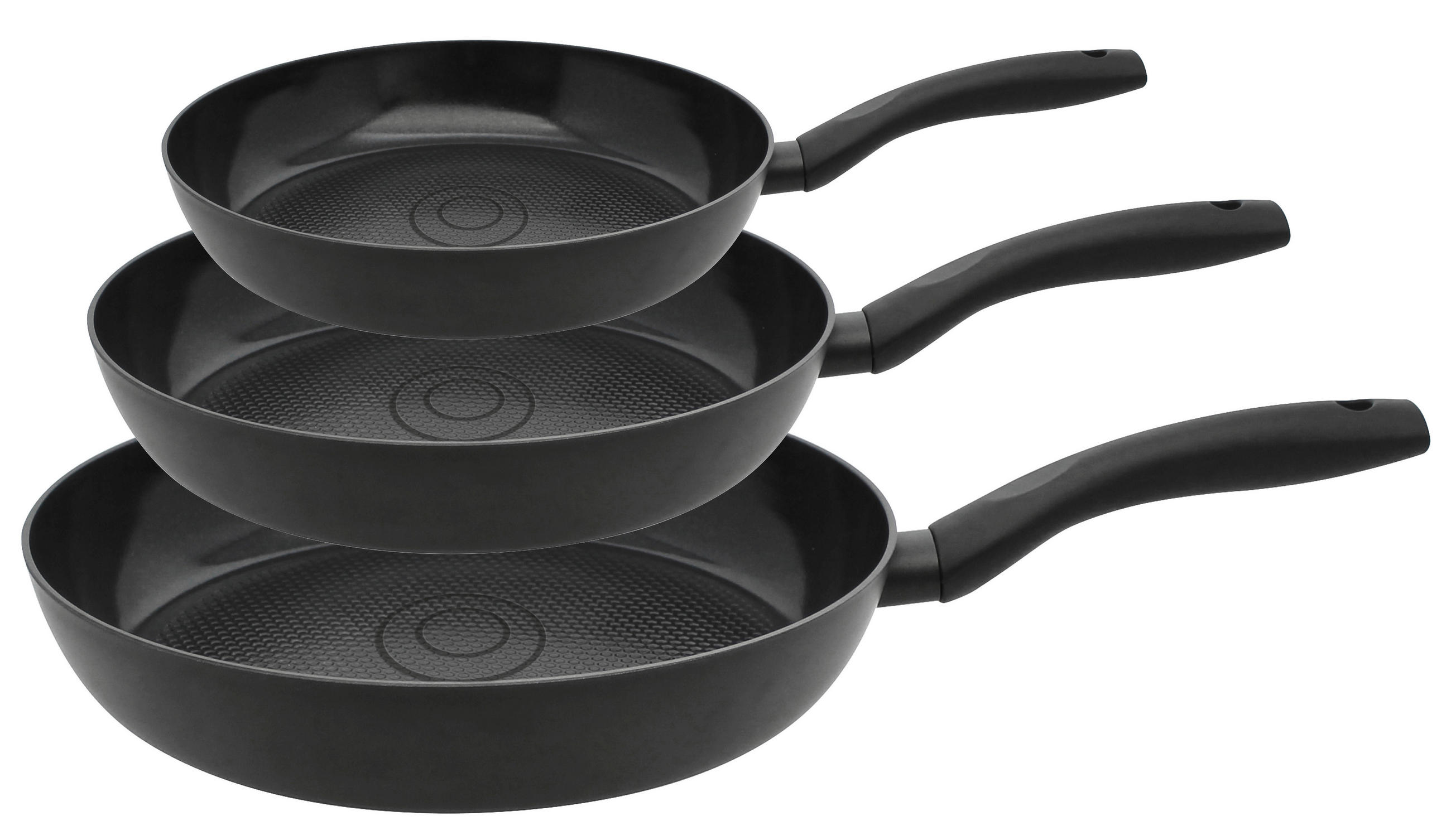 PFANNENSET Smart Wellness Aluminium 3-teilig  - Schwarz, Basics, Metall (20/24/28cm) - ELO