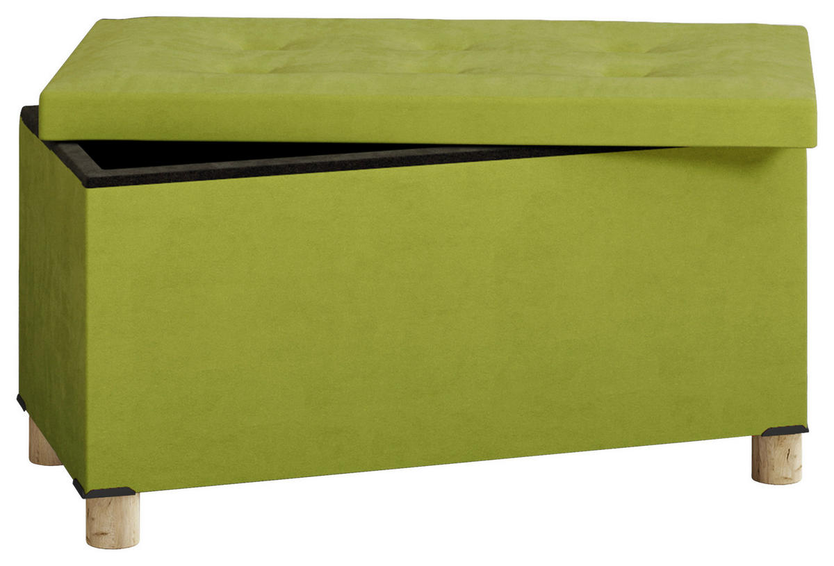 TRUHENBANK 76/40/38 cm Webstoff Grün Holzwerkstoff  - Braun/Grün, MODERN, Holzwerkstoff/Textil (76/40/38cm) - MID.YOU