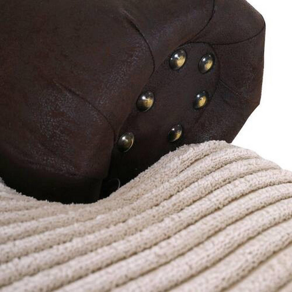 CHESTERFIELD-SOFA Braun, Creme Cord, Flachgewebe  - Dunkelbraun/Creme, ROMANTIK / LANDHAUS, Holz/Textil (276/81/140cm) - Landscape