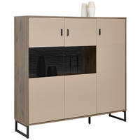 HIGHBOARD  in 139/135/37 cm  - Eichefarben/Anthrazit, MODERN, Glas/Holzwerkstoff (139/135/37cm) - Hom`in
