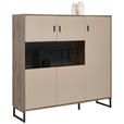 HIGHBOARD 139/135/37 cm  in Eichefarben, Hellgrau  - Eichefarben/Anthrazit, MODERN, Glas/Holzwerkstoff (139/135/37cm) - Carryhome