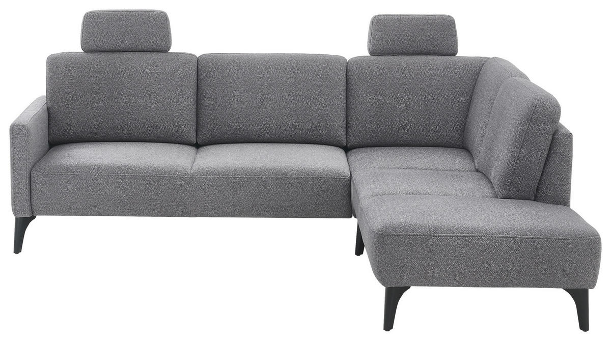 ECKSOFA Grau Flachgewebe  - Schwarz/Grau, KONVENTIONELL, Textil/Metall (255/218cm) - Elegando