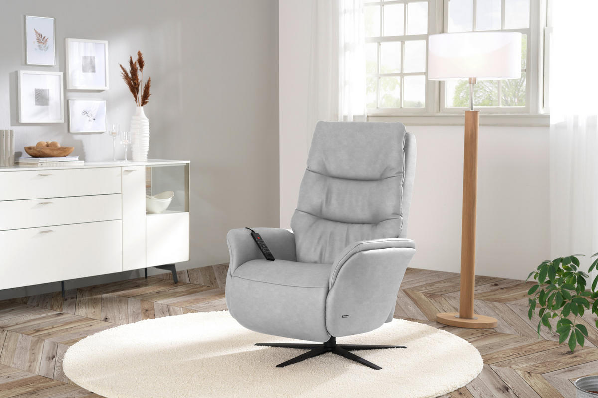 MASSAGESESSEL in Hellgrau  - Anthrazit/Hellgrau, KONVENTIONELL, Leder/Metall (74/114/97cm) - Himolla