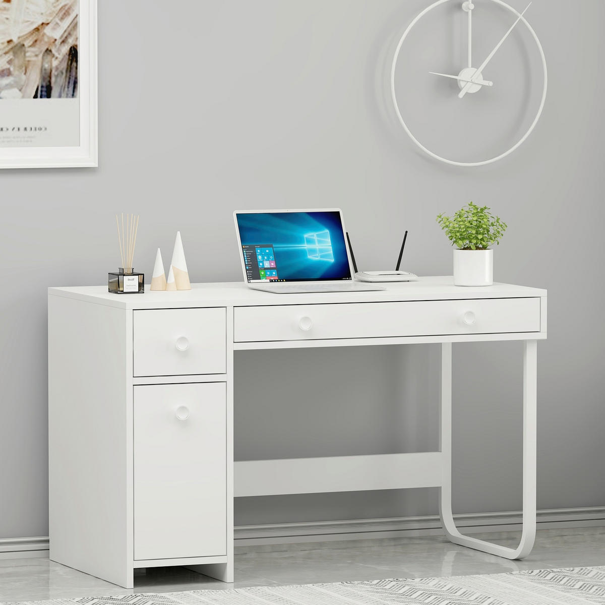 SKRIVBORD 120/60/74 cm  i vit  - vit, Design, metall/trämaterial (120/60/74cm) - Livetastic