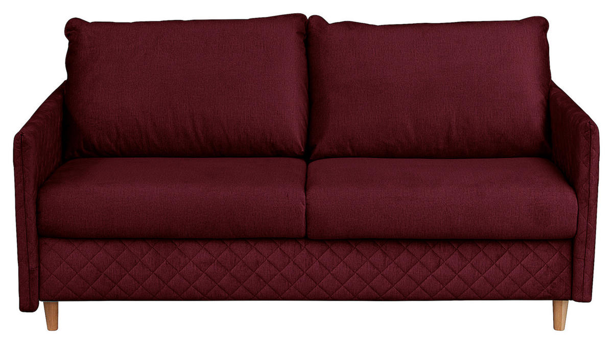 SCHLAFSOFA in Samt Bordeaux  - Bordeaux/Naturfarben, Design, Holz/Textil (175/95/103cm) - Livetastic