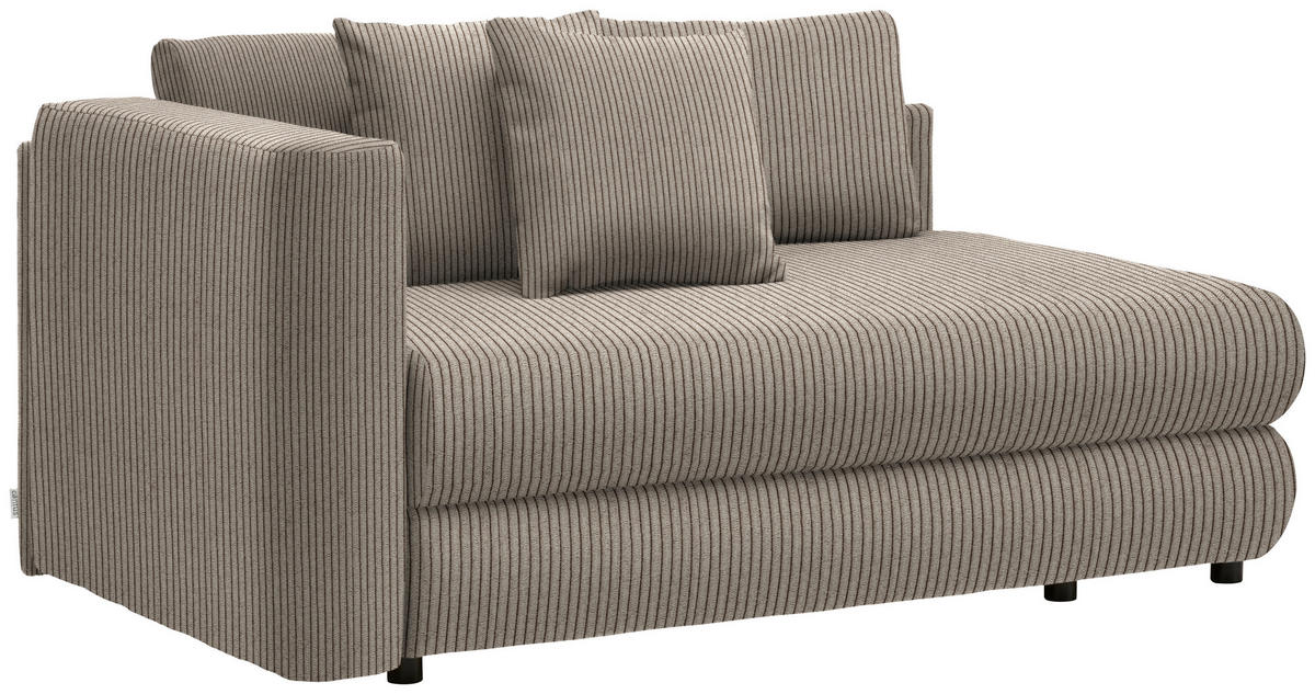 RÉCAMIERE in Cord Taupe  - Taupe/Schwarz, Design, Kunststoff/Textil (171/71-88/93cm) - Cantus
