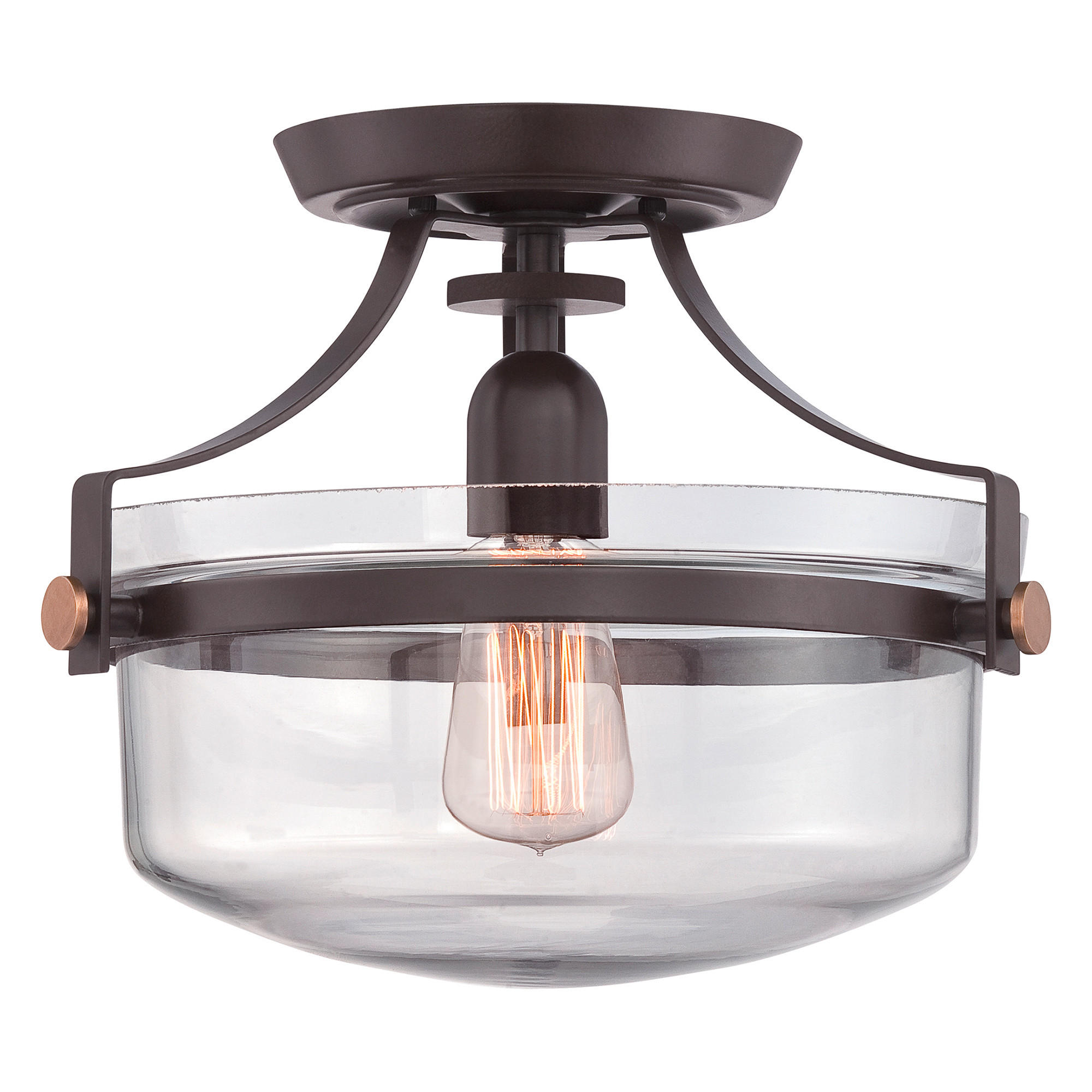 DECKENLEUCHTE Elstead Penn Station 33/26.7 cm   - Dunkelbraun/Bronzefarben, ROMANTIK / LANDHAUS, Glas/Metall (33/26.7cm) - Elstead Lighting