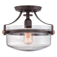 DECKENLEUCHTE  33/26.7 cm    - Dunkelbraun/Bronzefarben, Romantik / Landhaus, Glas/Metall (33/26.7cm) - Elstead Lighting