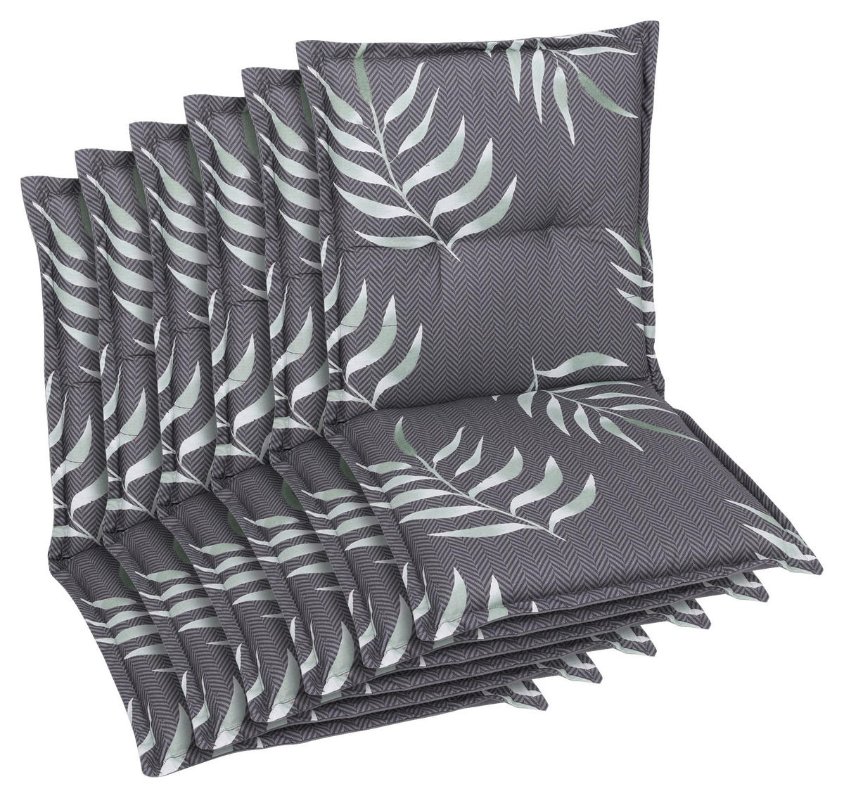 SESSELAUFLAGENSET in Anthrazit Blätter  - Anthrazit, Basics, Textil (50/7/100cm)