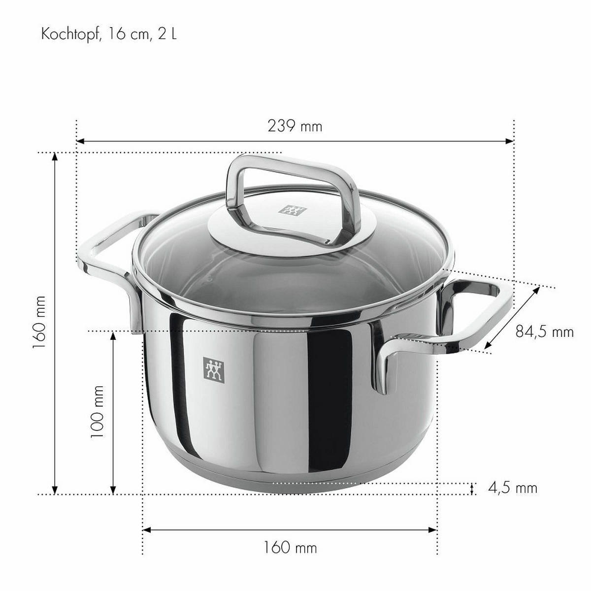 KOCHTOPFSET QUADRO 5-teilig  - Edelstahlfarben, Basics, Metall - Zwilling