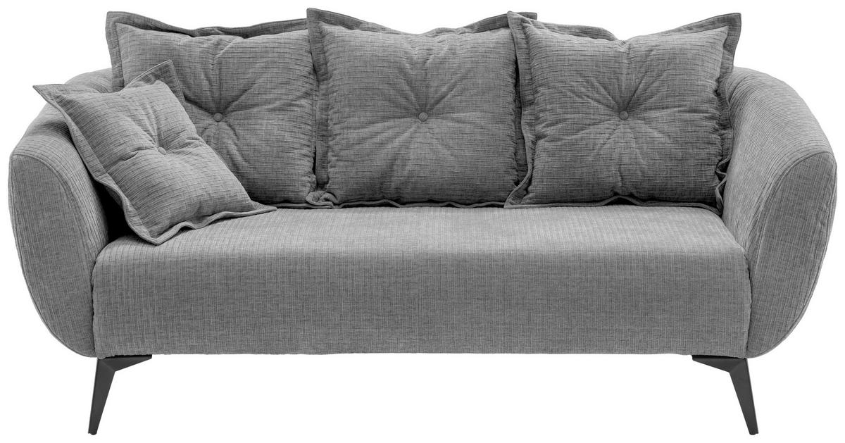 2,5-SITZER Mikrofaser Grau  - Schwarz/Grau, MODERN, Textil/Metall (196/94/103cm) - Livetastic