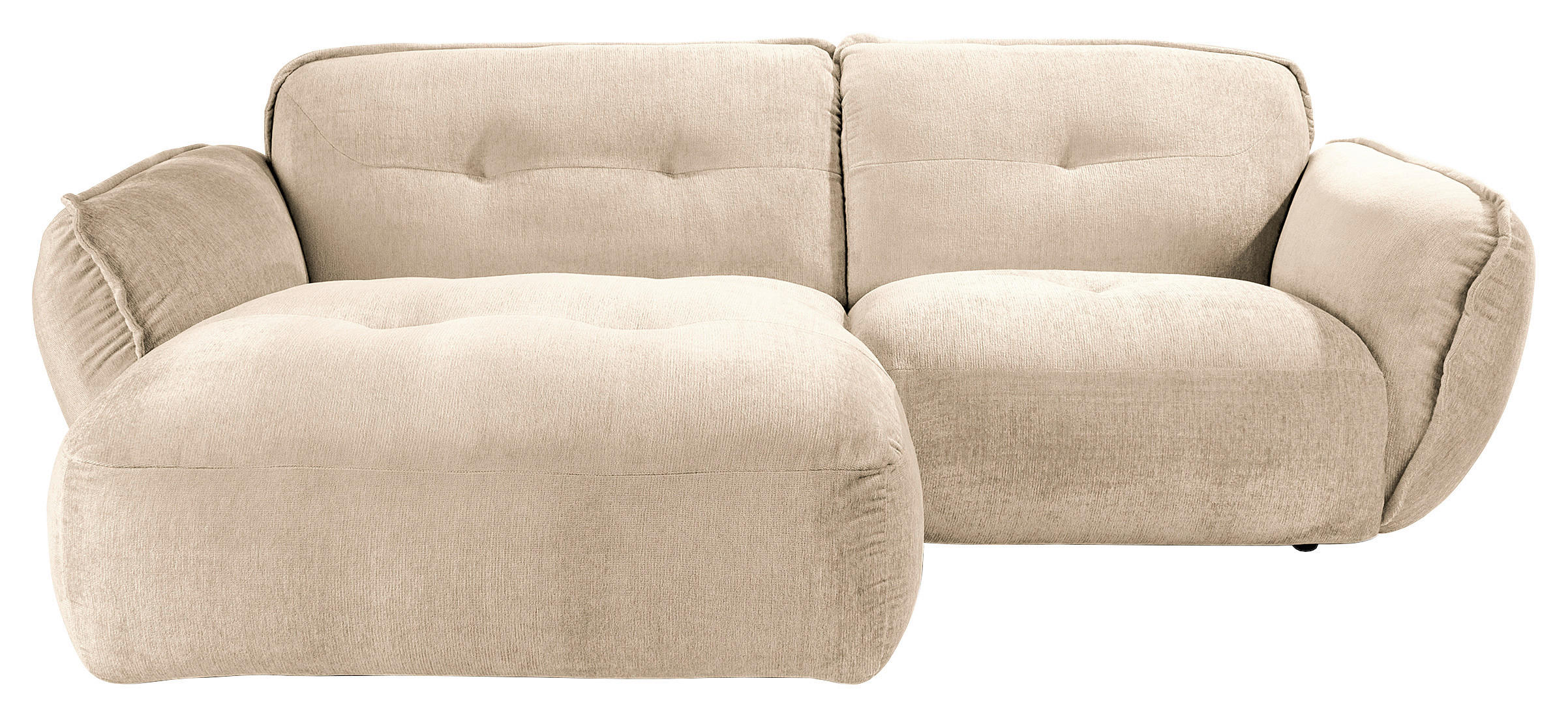 ECKSOFA in Chenille Creme  - Creme/Schwarz, Modern, Kunststoff/Textil (184/269cm) - Trendmanufaktur
