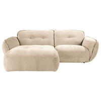 ECKSOFA in Chenille Creme  - Creme/Schwarz, Modern, Kunststoff/Textil (184/269cm) - Trendmanufaktur