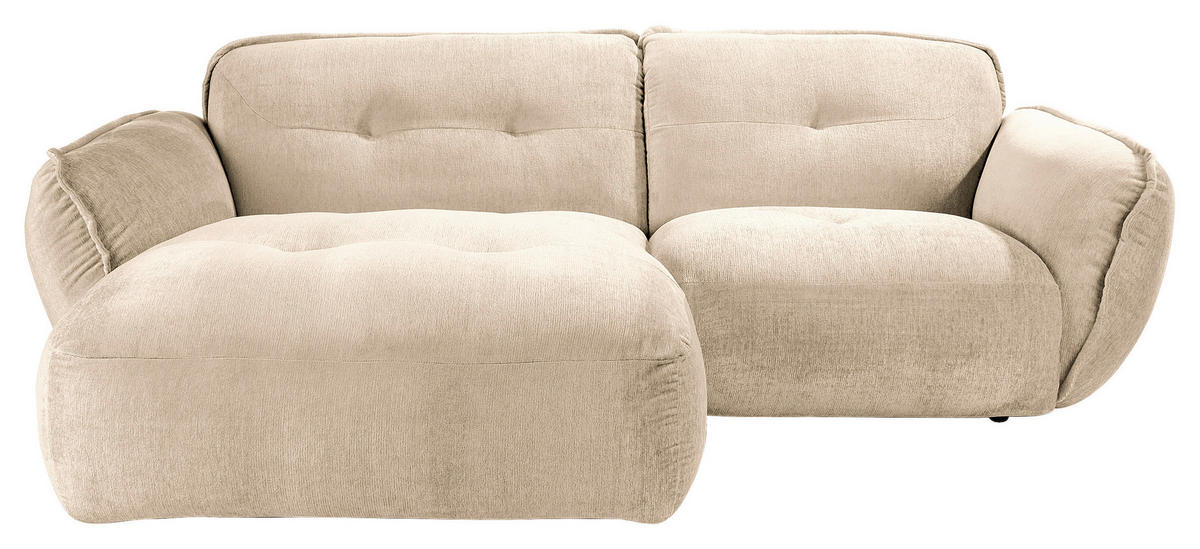 ECKSOFA in Chenille Creme  - Creme/Schwarz, Modern, Kunststoff/Textil (184/269cm) - Trendmanufaktur