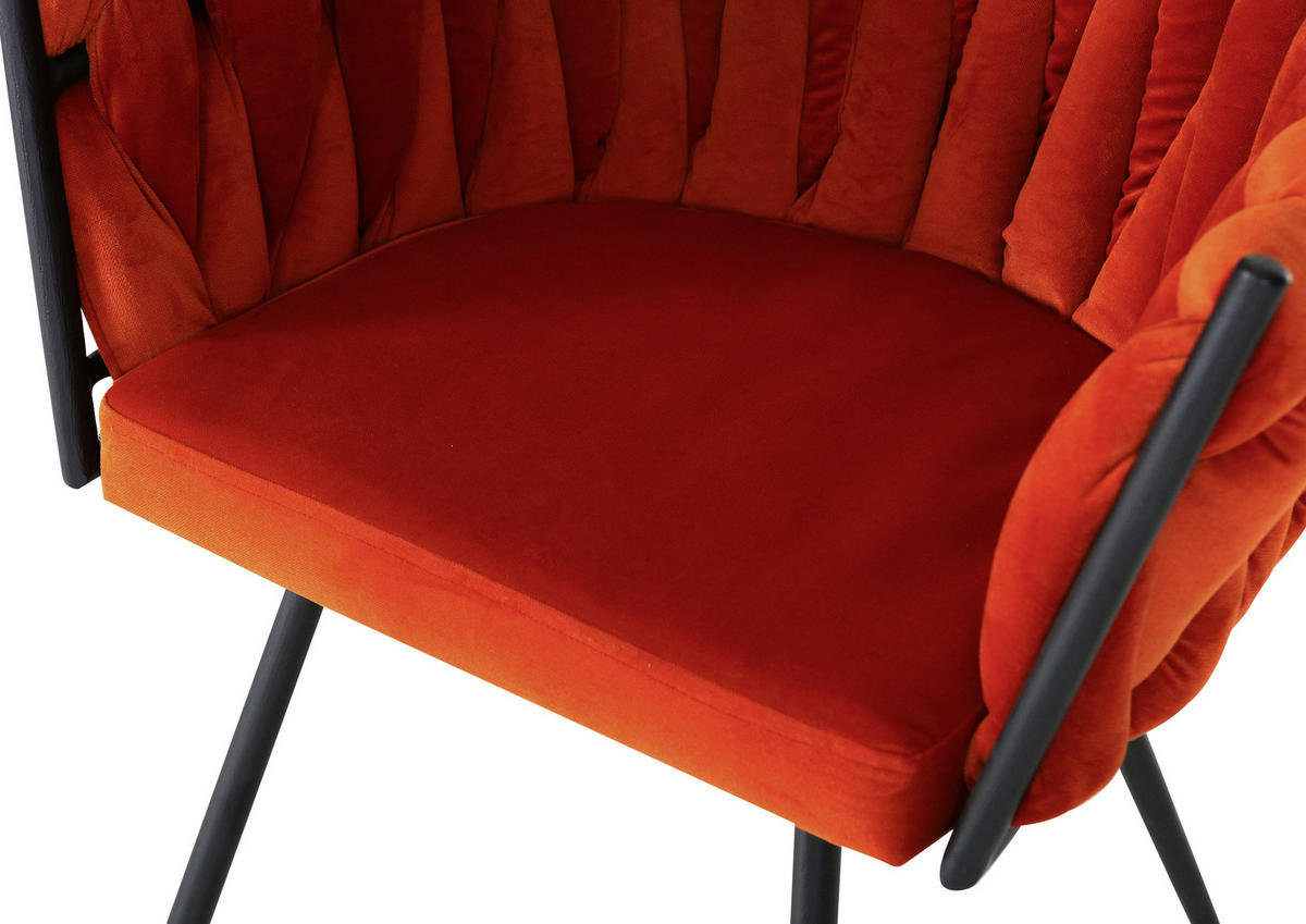 ARMLEHNSTUHL  in Aluminium Velours  - Schwarz/Orange, LIFESTYLE, Textil/Metall (60/78/55cm) - Landscape