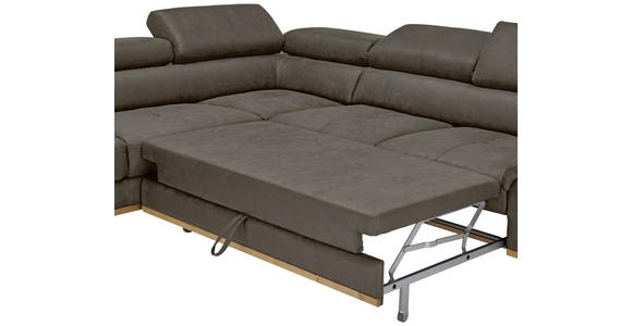 ECKSOFA inkl.Funktionen Anthrazit Lederlook - Anthrazit/Schwarz, Natur, Holz/Textil (226/282cm) - Novel