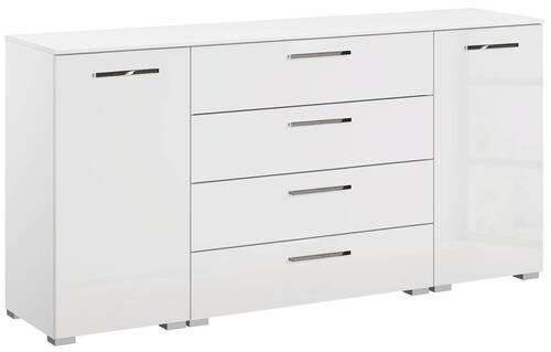 SIDEBOARD 160/81/42 cm  in Weiß, Weiß Hochglanz  - Chromfarben/Weiß Hochglanz, Design, Holzwerkstoff/Kunststoff (160/81/42cm) - Novel