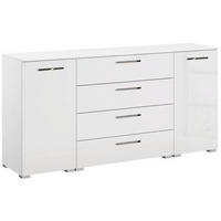 SIDEBOARD 160/81/42 cm  in Weiss, Weiss Hochglanz  - Weiss Hochglanz/Chromfarben, Design, Holzwerkstoff/Kunststoff (160/81/42cm) - Novel