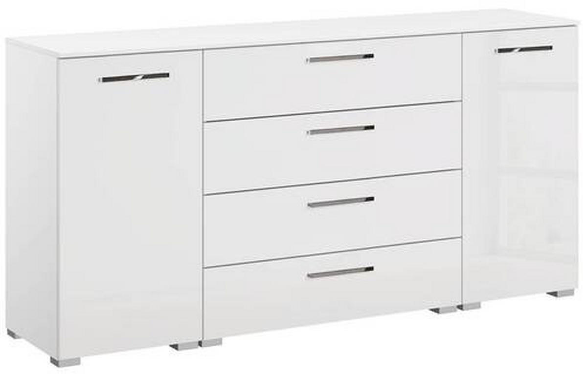 SIDEBOARD 160/81/42 cm  in Weiss, Weiss Hochglanz  - Weiss Hochglanz/Chromfarben, Design, Holzwerkstoff/Kunststoff (160/81/42cm) - Novel