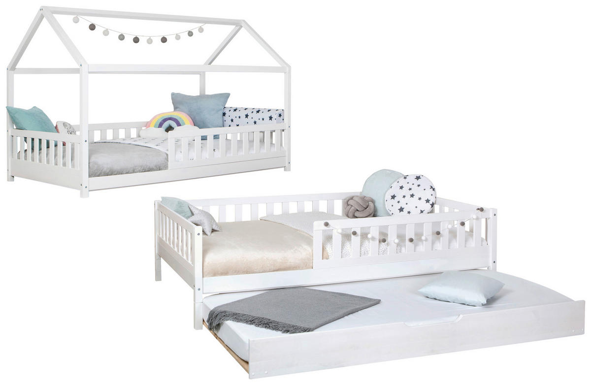 AUSZIEHBETT 140/200 cm Weiss  - Weiss/Naturfarben, Modern, Holz/Textil (140/200cm) - MID.YOU