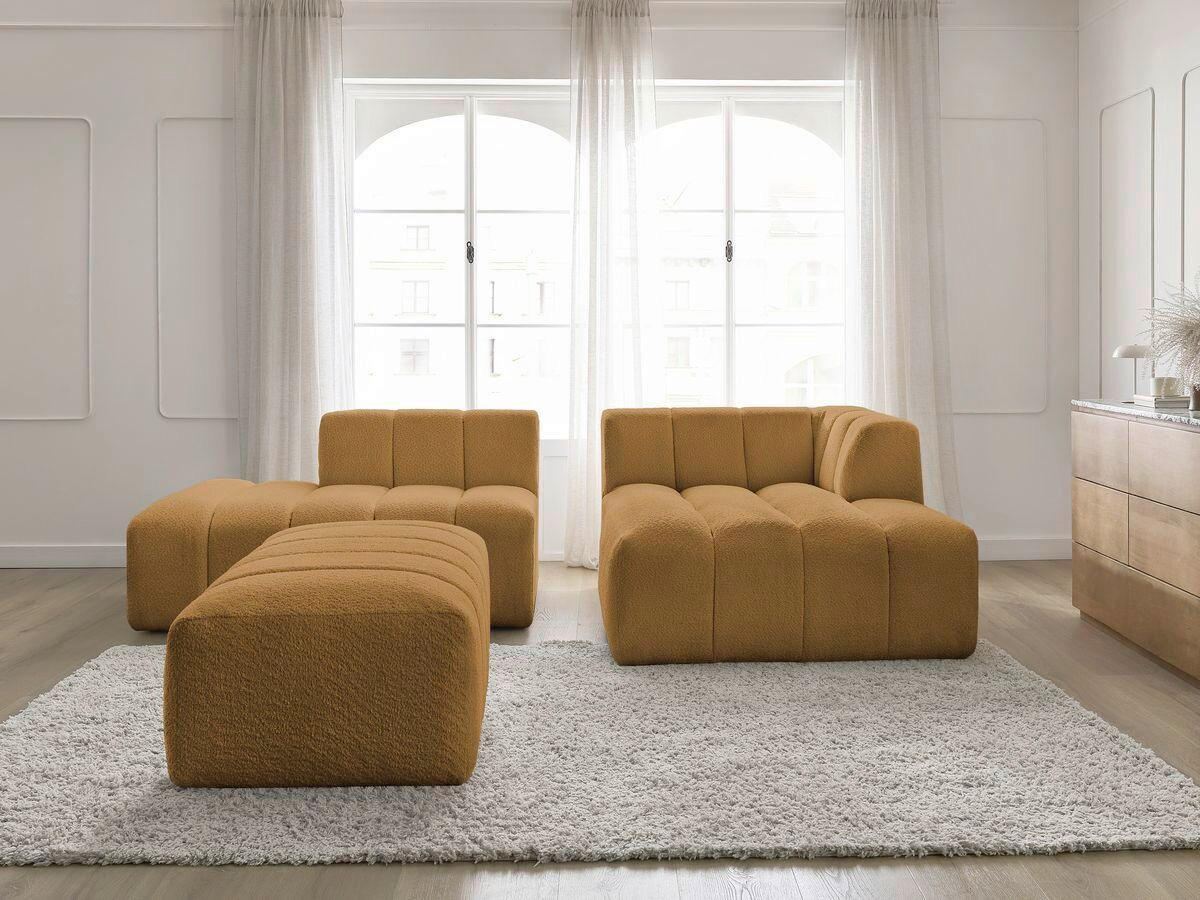 ECKSOFA  ANNECY Gelb Bouclé  - Gelb/Schwarz, MODERN, Kunststoff/Textil (262/170cm)