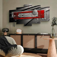 LEINWANDBILD Abstraktes 100/50/1.2 cm  - Rot/Grau, Basics, Holzwerkstoff/Textil (100/50/1.2cm) - artgeist
