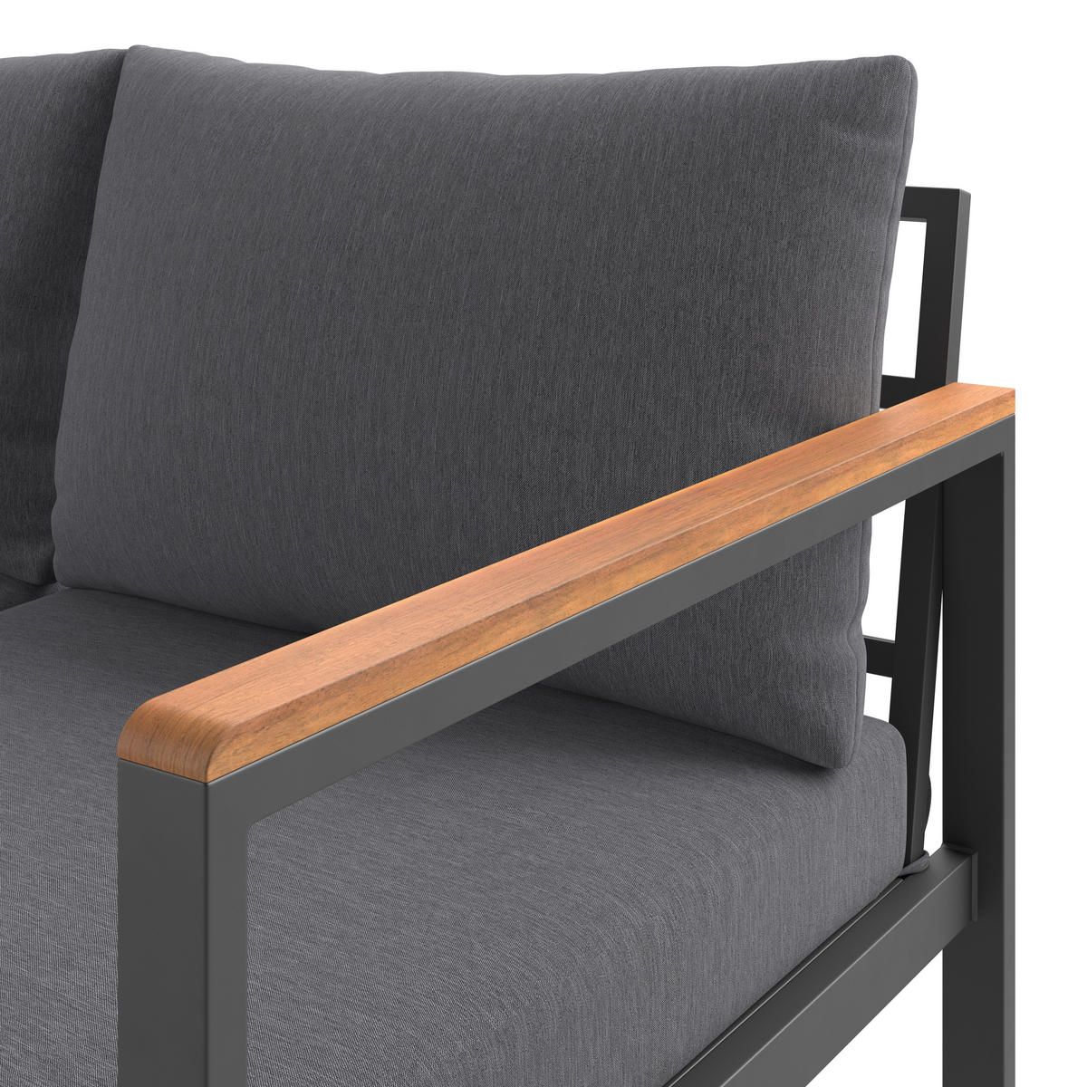 LOUNGEGARNITUR 3-teilig   Akazie Stahl  - Weiß/Grau, MODERN, Holz/Textil - Beldano