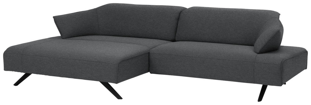 ECKSOFA in Struktur Hellgrau  - Anthrazit/Hellgrau, Design, Textil/Metall (165/276cm) - Himolla