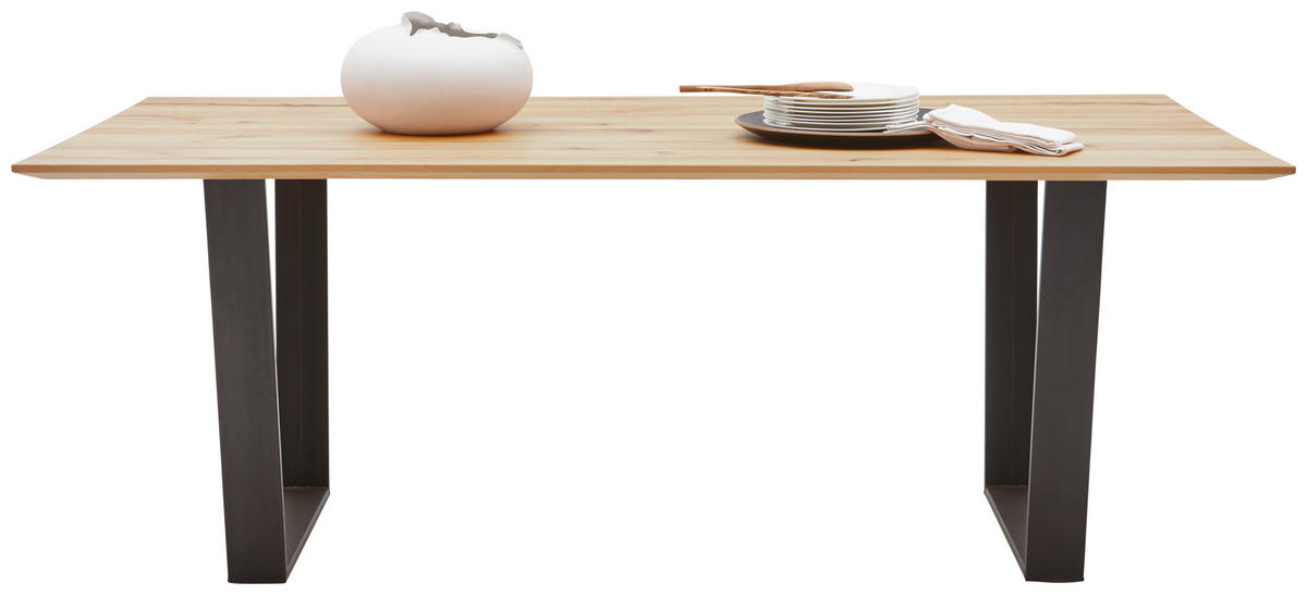 ESSTISCH in Holz, Metall 180/100/76 cm  - Eichefarben/Schwarz, Design, Holz/Metall (180/100/76cm) - Valnatura