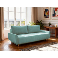 SCHLAFSOFA DUO Mikrofaser Mintgrün  inkl. Rückenkissen, Bettkasten, Schlaffunktion, Rücken echt  - Naturfarben/Mintgrün, Design, Textil (218/90/110cm) - P & B