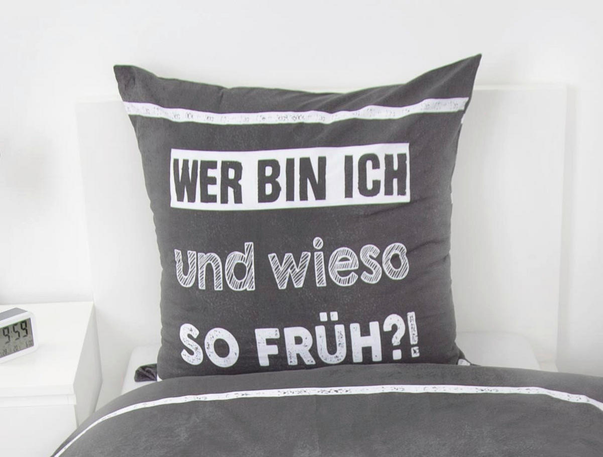JUGENDBETTWÄSCHE SPRÜCHE Renforcé 135/200 cm  - Schwarz/Weiß, Basics, Textil (135/200cm) - Herding