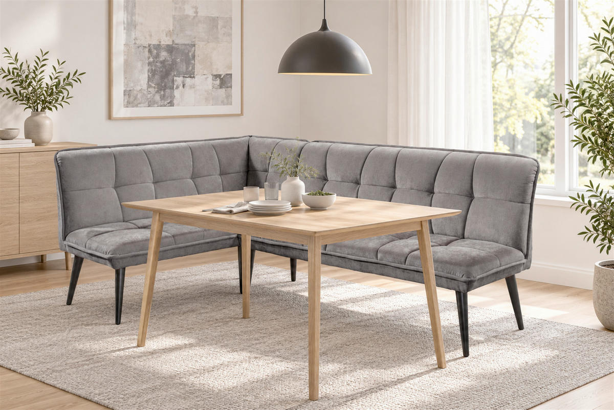 KLUPA KUTNA  sivo-smeđa  drvo, tekstil, drvni materijal      - sivo-smeđa/crna, Moderno, drvni materijal/drvo (240/161cm) - Livetastic