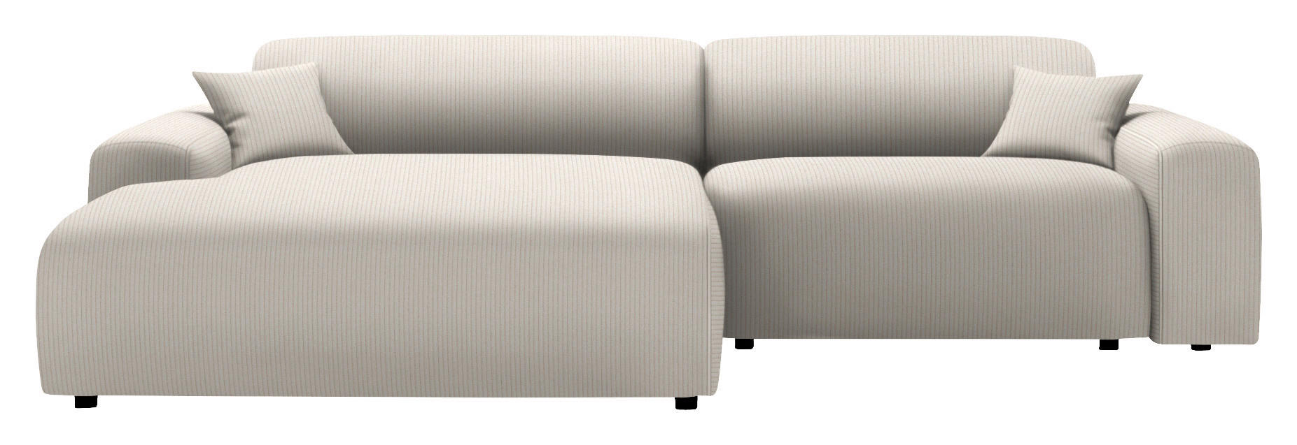ECKSOFA in Velours, Feincord Ecru  - Ecru/Schwarz, Design, Kunststoff/Textil (178/292cm) - Livetastic