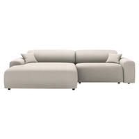 ECKSOFA in Velours, Feincord Ecru  178/292 cm  - Ecru/Schwarz, Design, Kunststoff/Textil (178/292cm) - home24