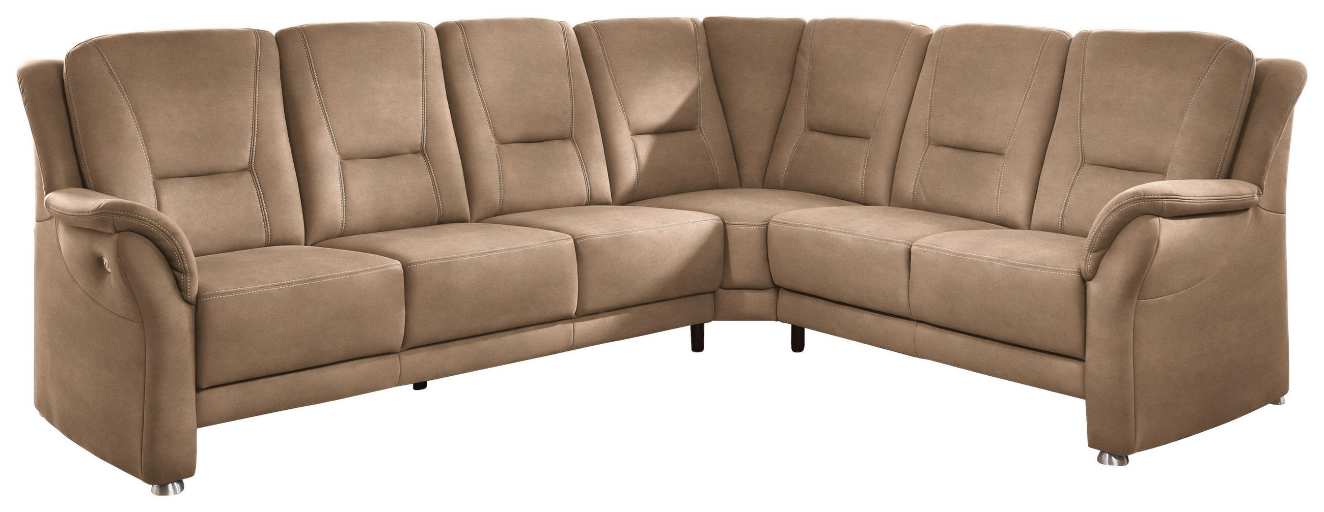 ECKSOFA in Mikrofaser Beige  - Beige/Alufarben, Konventionell, Textil/Metall (275/223cm) - Beldomo Comfort